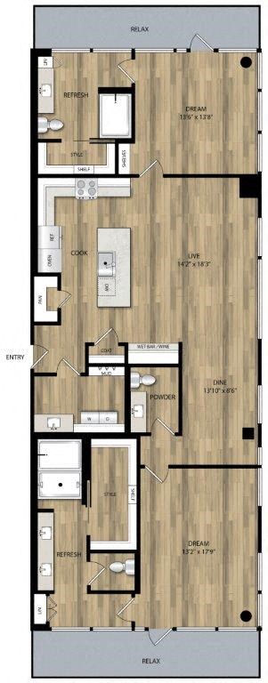 Portland Astoria Apartments in Portland, Oregon PH4 Floor Plan